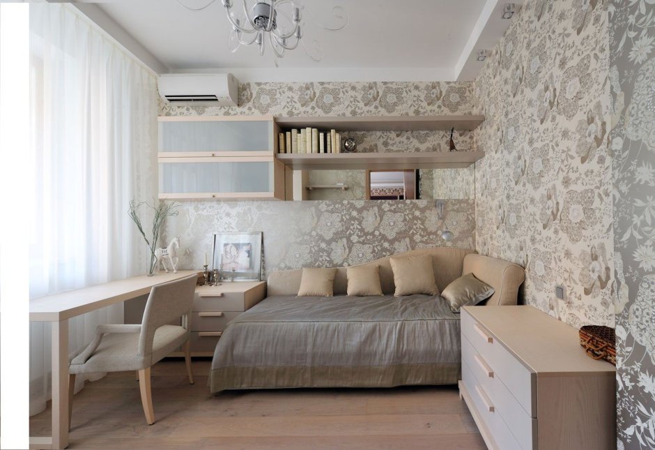 Спальня подростка в бежевых тонах