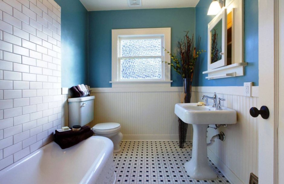 Интерьер ванной комнаты краской