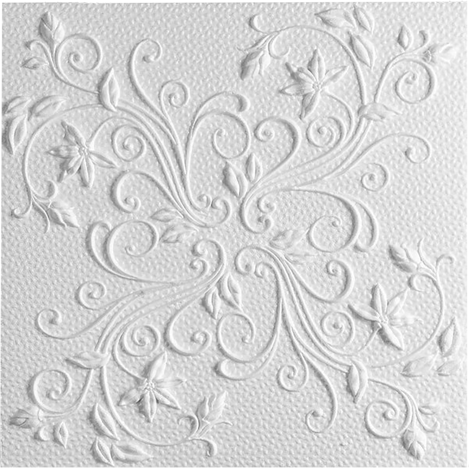 Плитка потолочная бесшовная полистирол белая Формат Лувр 50 x 50 см 2 м²