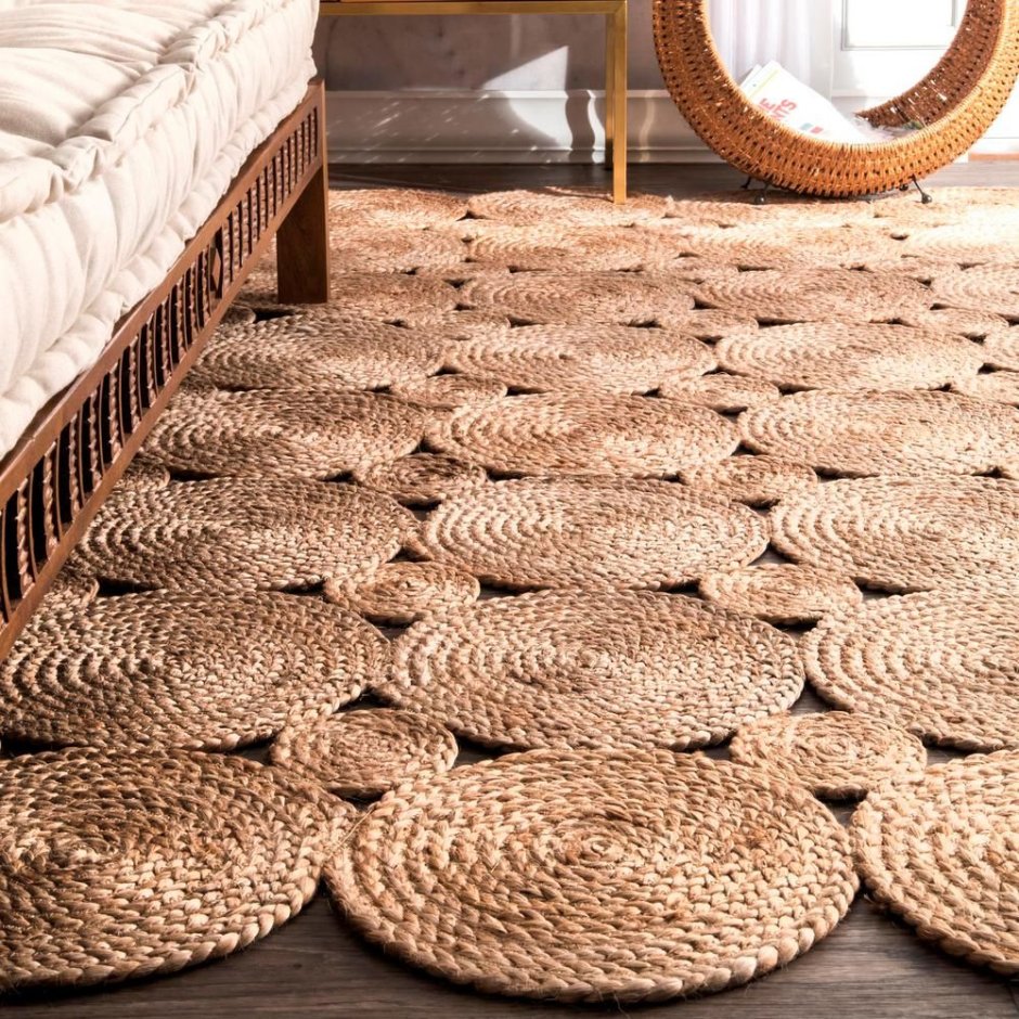 Квадратный коврик из джута