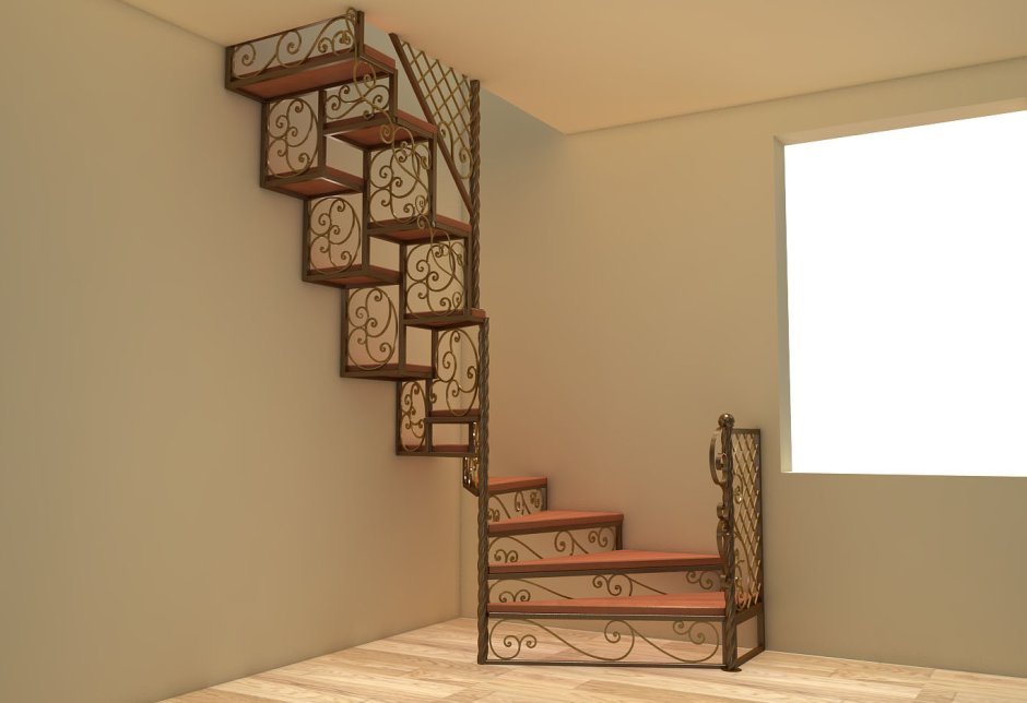 Гусиный шаг лестница на металлокаркасе