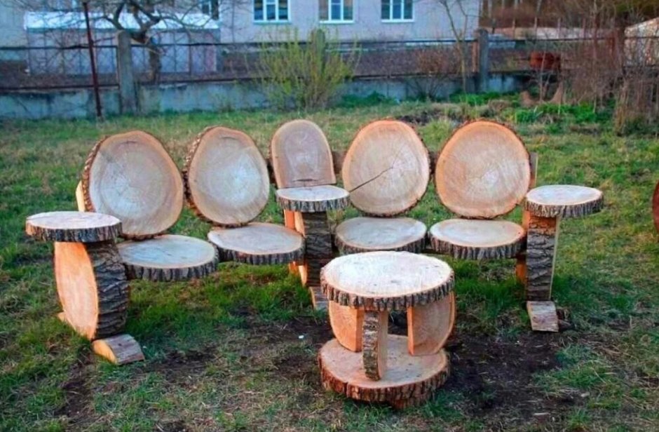 Мебель для сада из пеньков