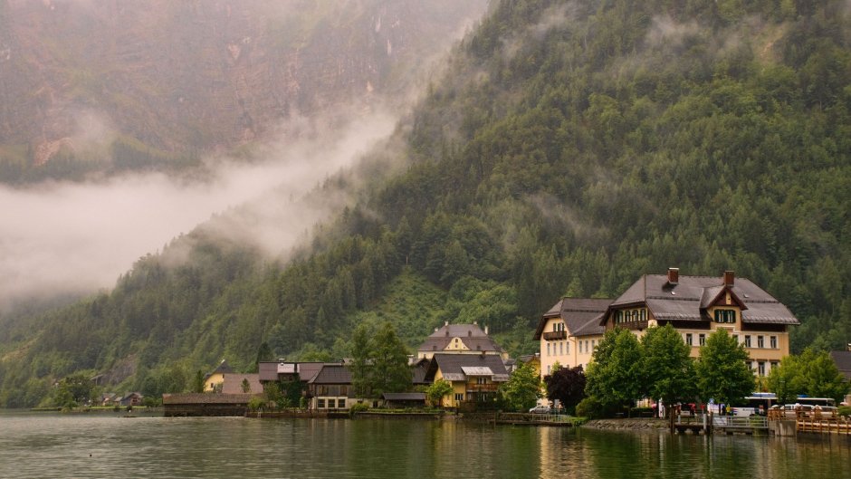Австрия Альпы туман