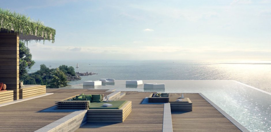 Современная терраса с видом на море