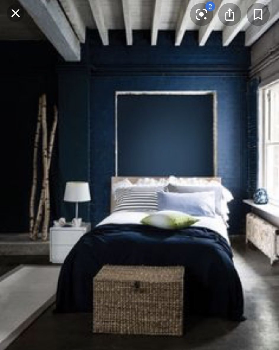 Спальня в темно синих тонах