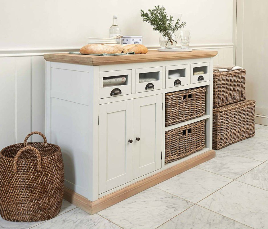 Плетеные корзины в интерьере кухни