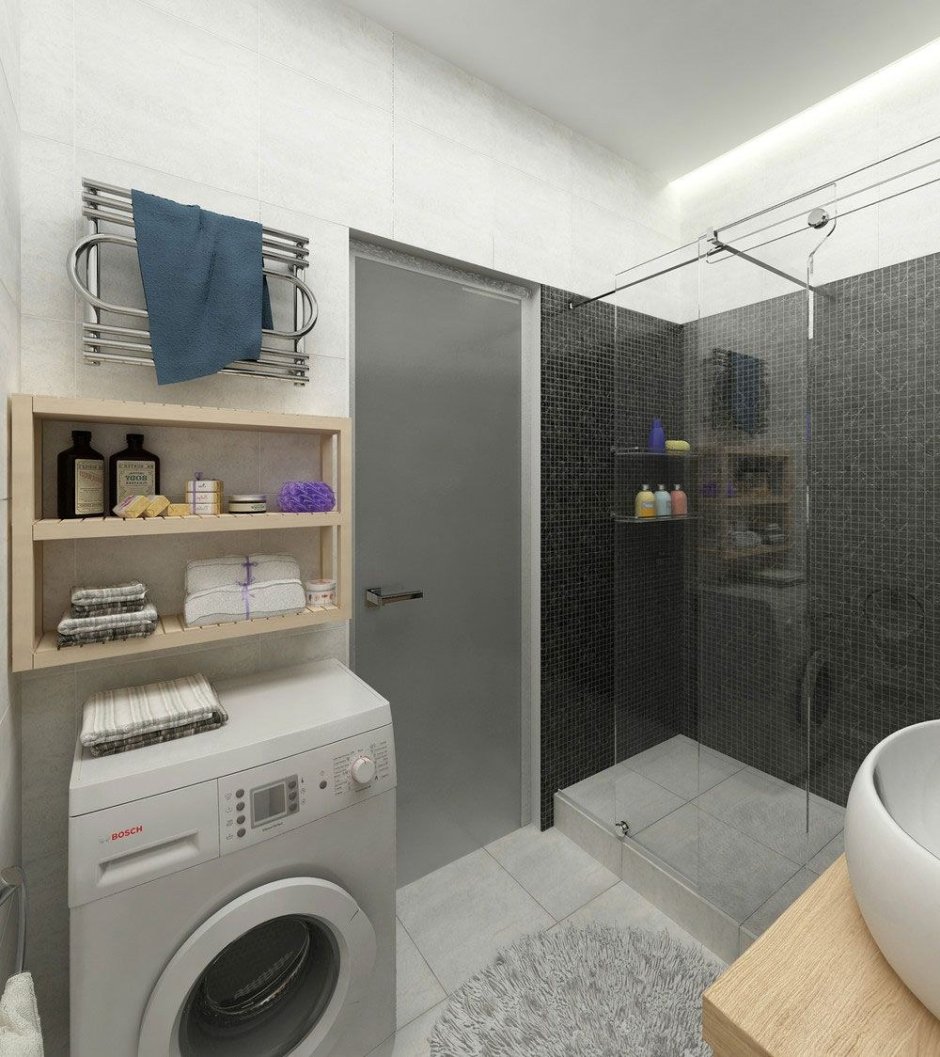 Ванная комната в однокомнатной квартире