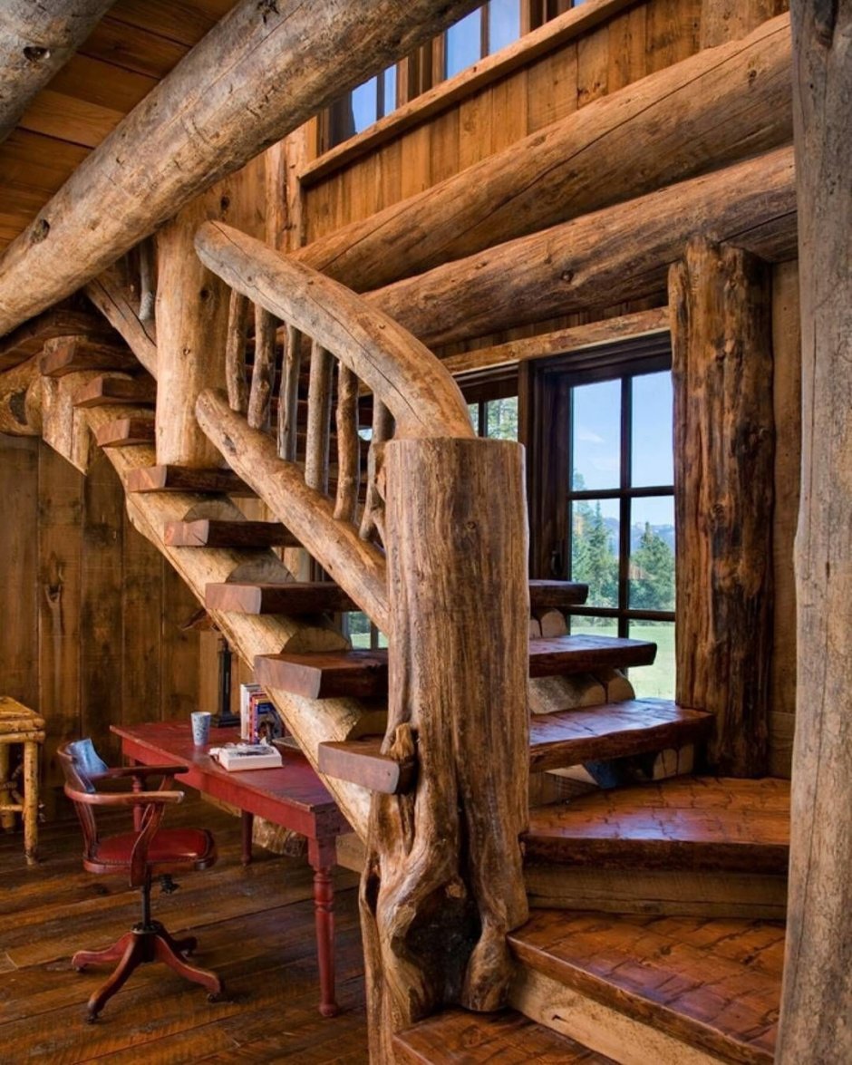 Лестница в деревенском стиле