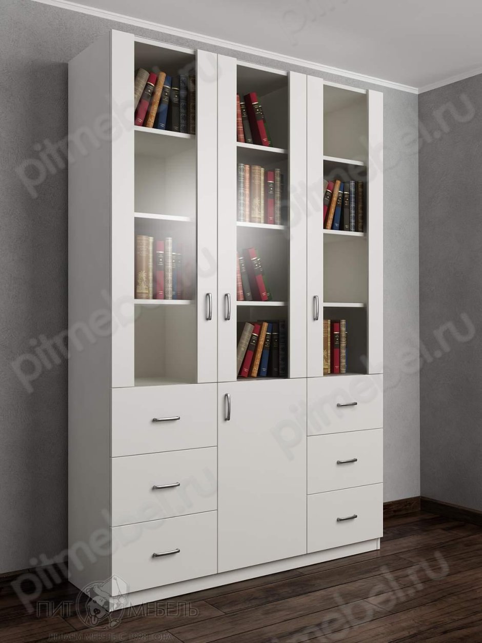Книжный шкаф Альфа 107 белый