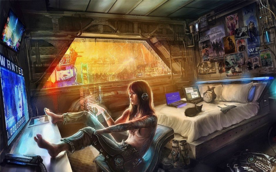 Арт комната Cyberpunk 2077
