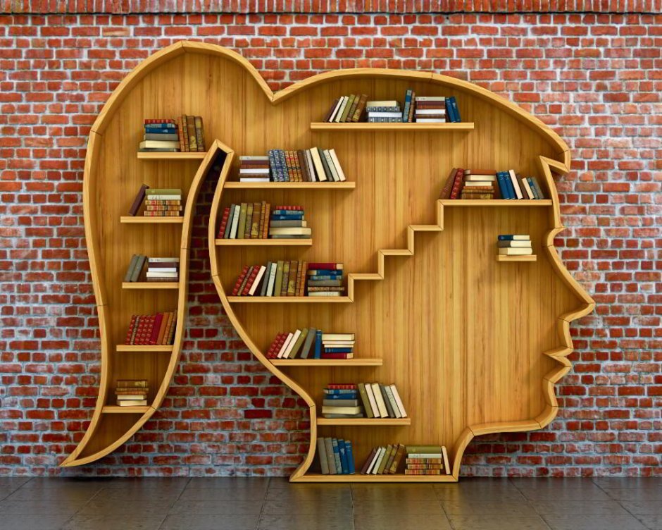 Книжный стеллаж в виде головы