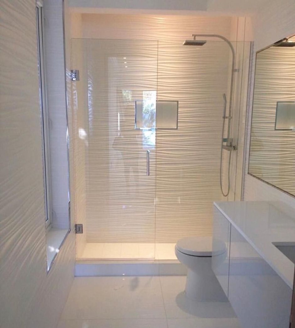 Ванная комната с душем без кабины узкая