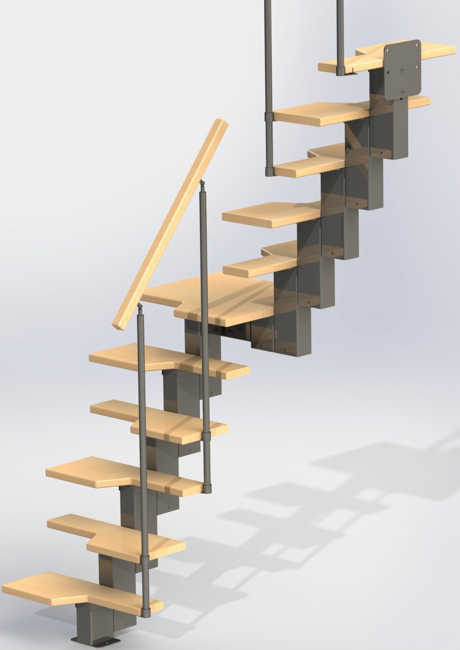 Модульная лестница гусиный шаг с площадкой
