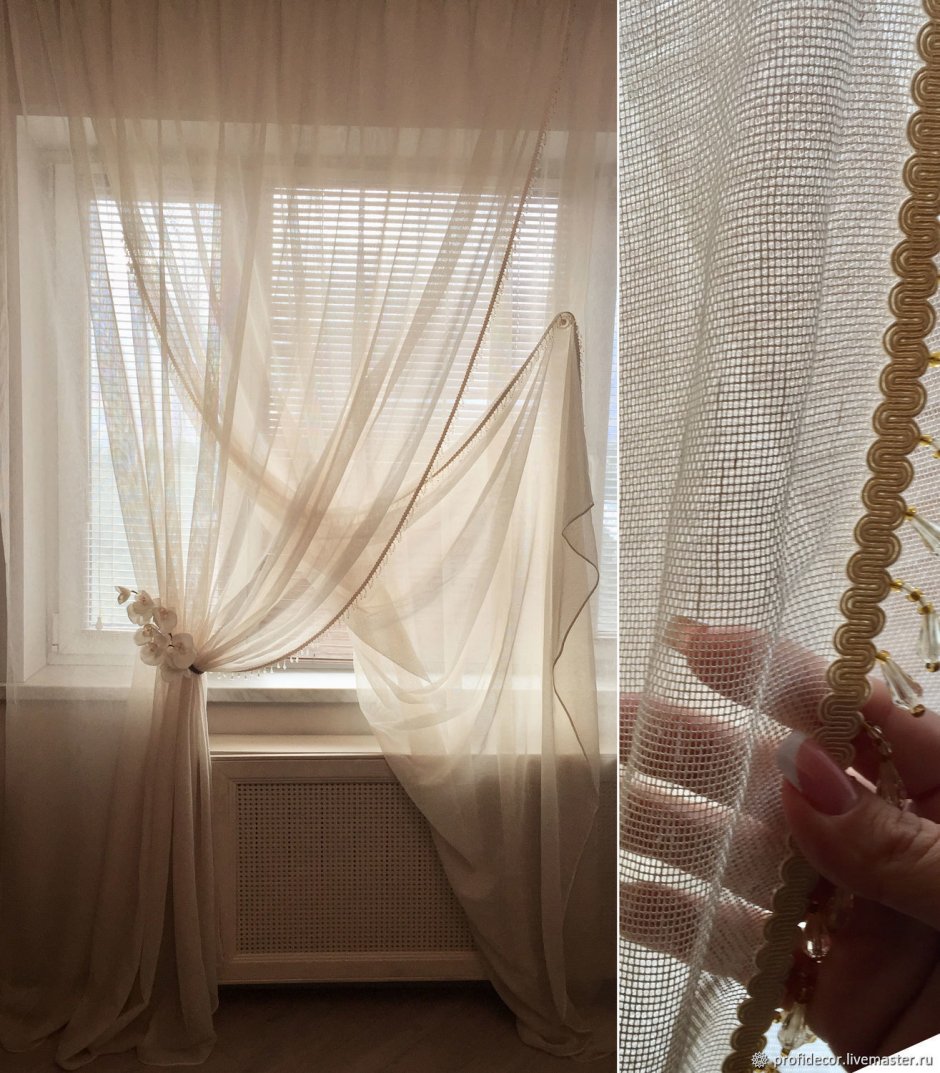 Декор окна тюлью