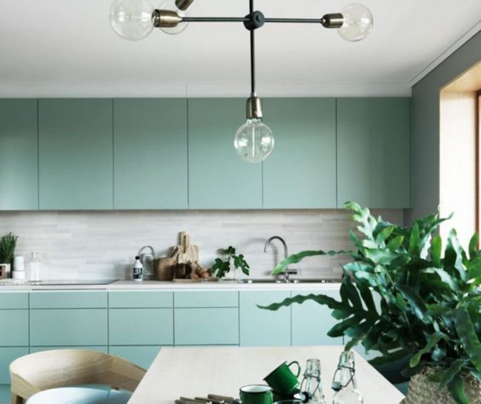 Современные кухни мятный цвет