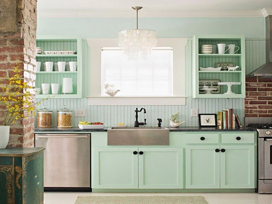 Фартук для кухни мятного цвета