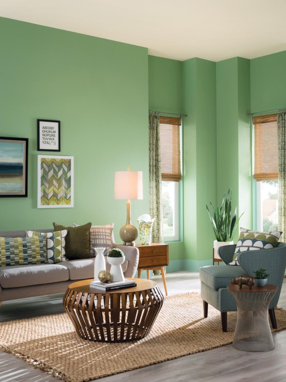 Шервин Виллиамс в интерьере зеленый