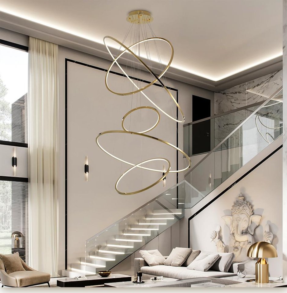Люстра led 3-Ring Chandelier Золотая