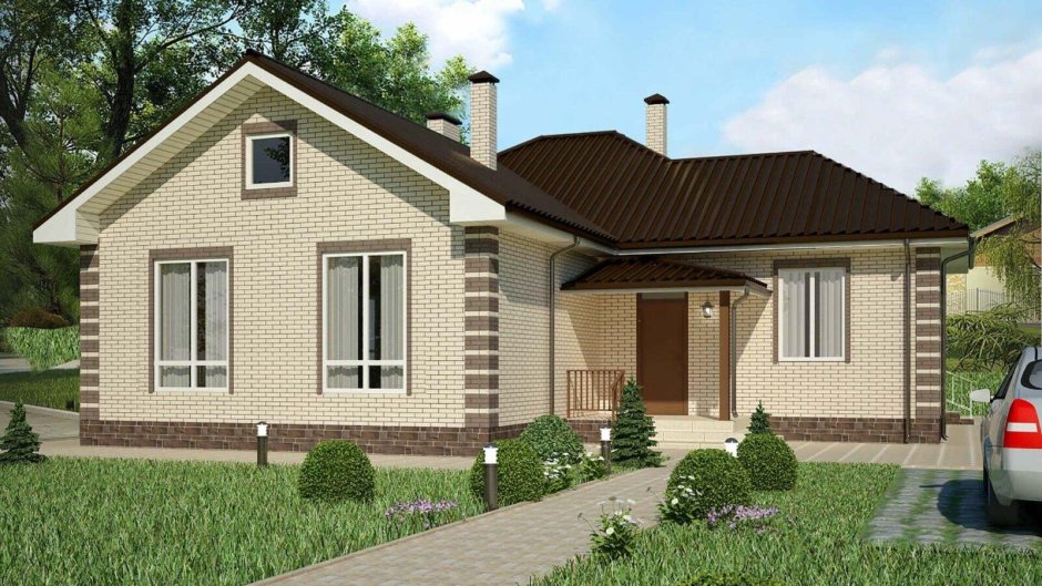 Кирпичный дом на две семьи одноэтажный