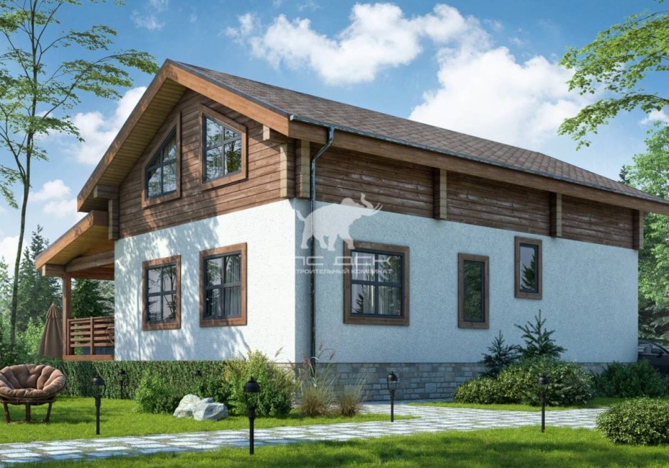 Комбинированный дом пеноблок и каркас