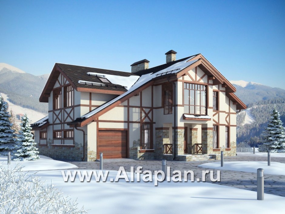 Дом фахверковый из газобетона с гаражом