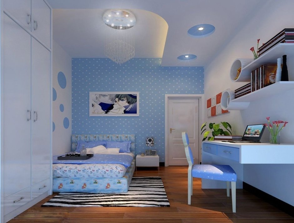Детская спальня в голубых тонах