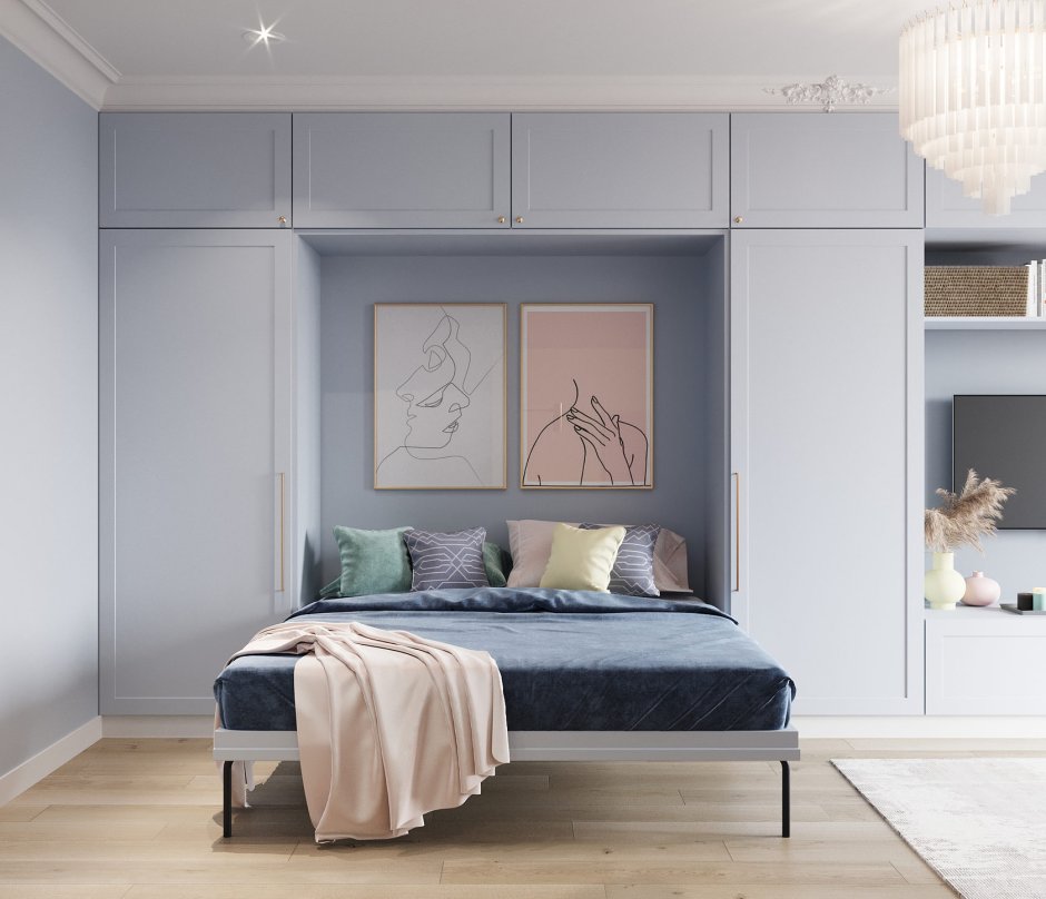 Murphy Bed Bedroom Blue