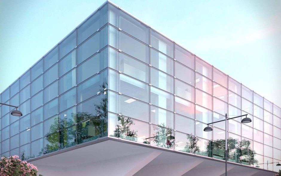 Навесной стеклянный фасад