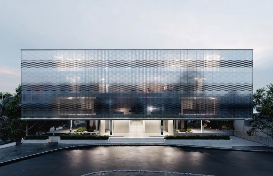 Стеклянный фасад здания современный