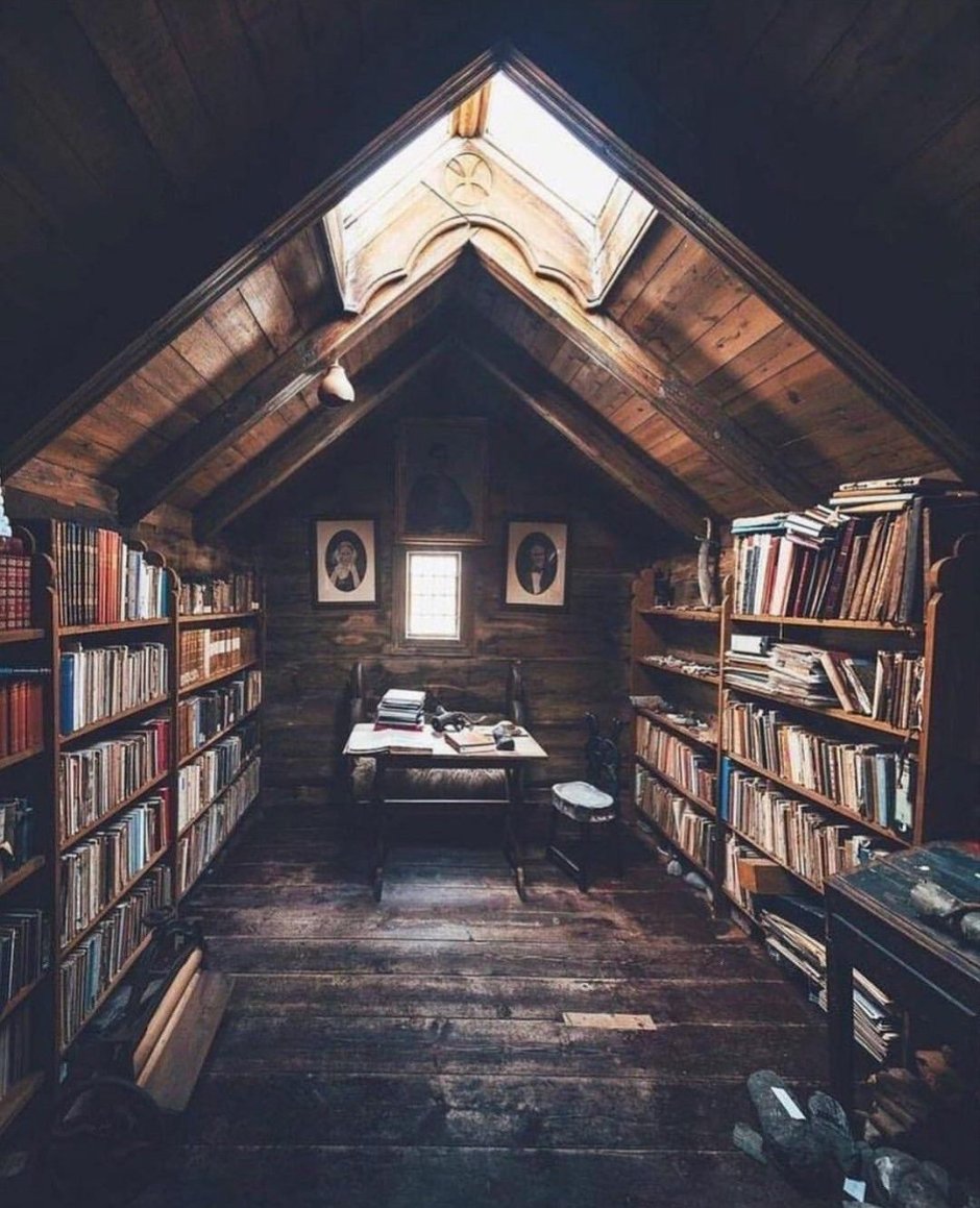 Библиотека в деревянном доме