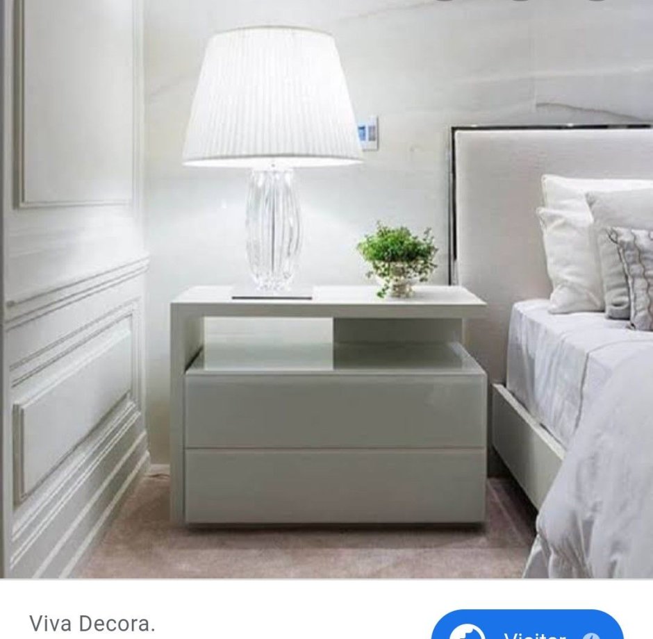 Прикроватная тумбочка с 2 ящиками зеркальная Nightstand