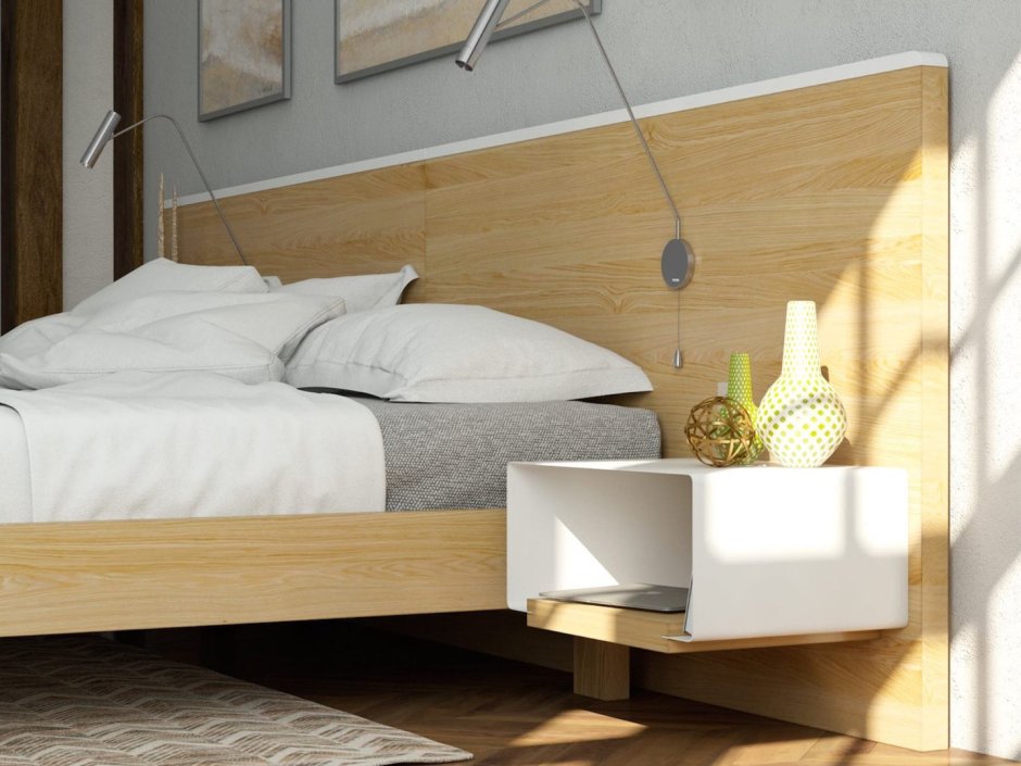 Кровать с навесными тумбочками