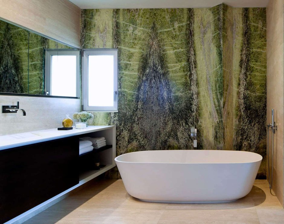 Ванные в мраморе в зеленом стиле