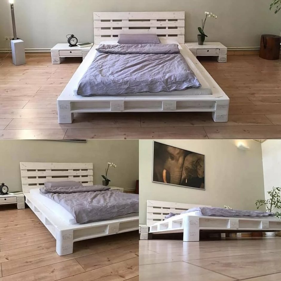 Кровать подиум из паллетов
