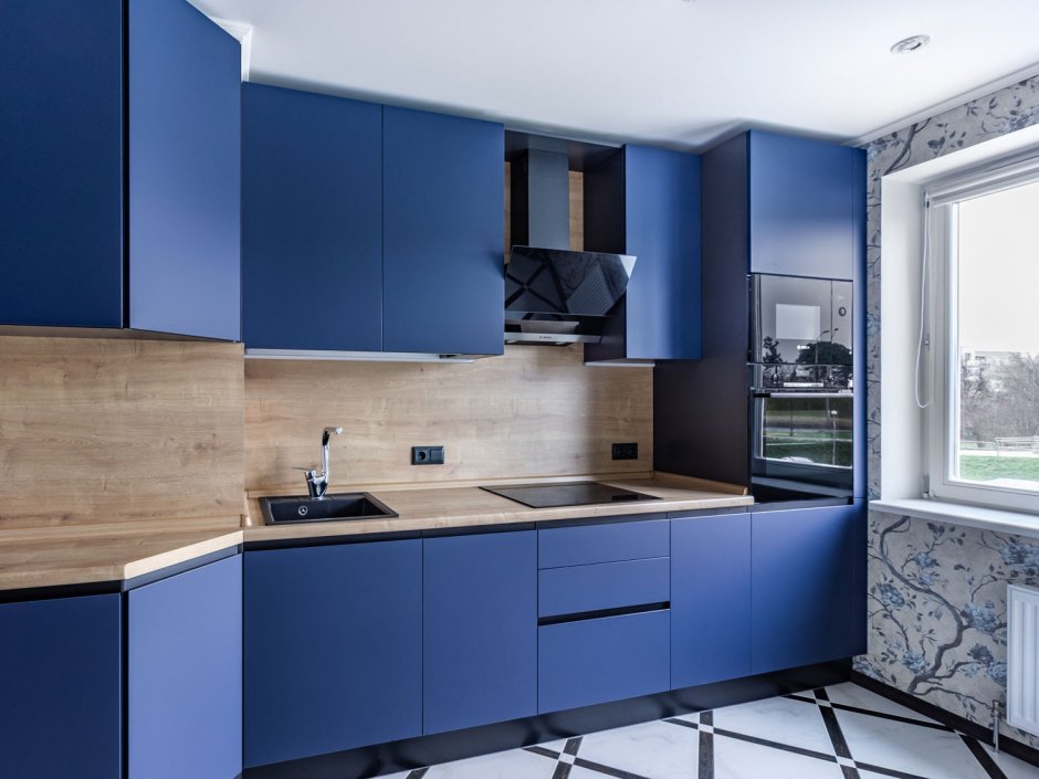 Темно синяя кухня Феникс