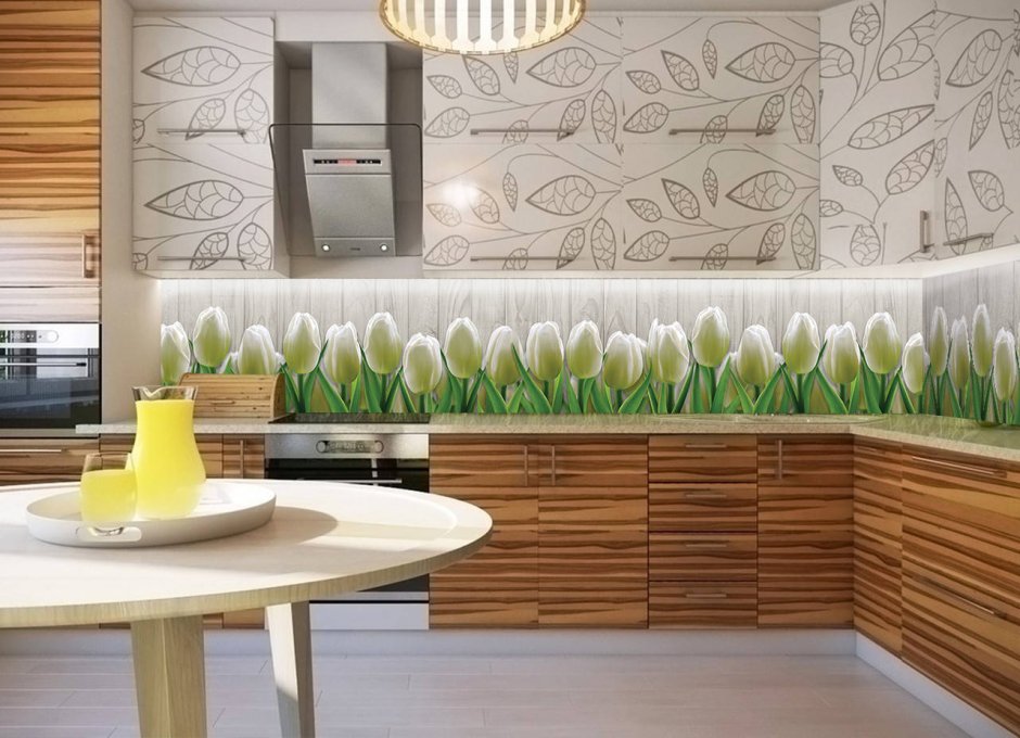 Стеновая панель тюльпаны для кухни