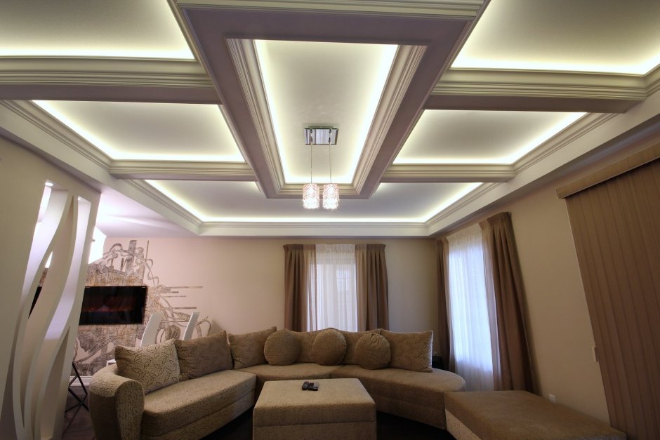 Двойной потолок с подсветкой