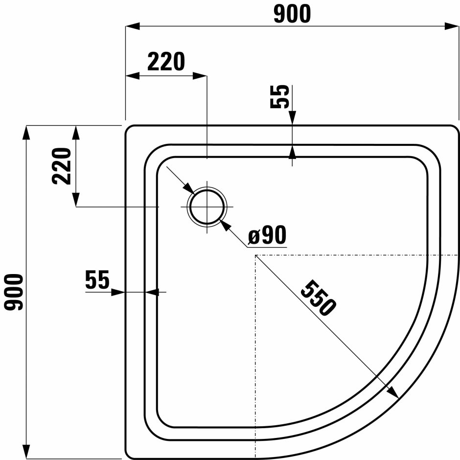Душевой поддон 70х90 River dwg