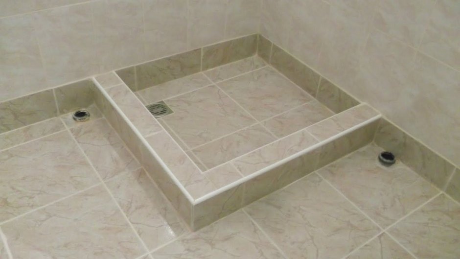 Поддон для душа из бетона с трапом