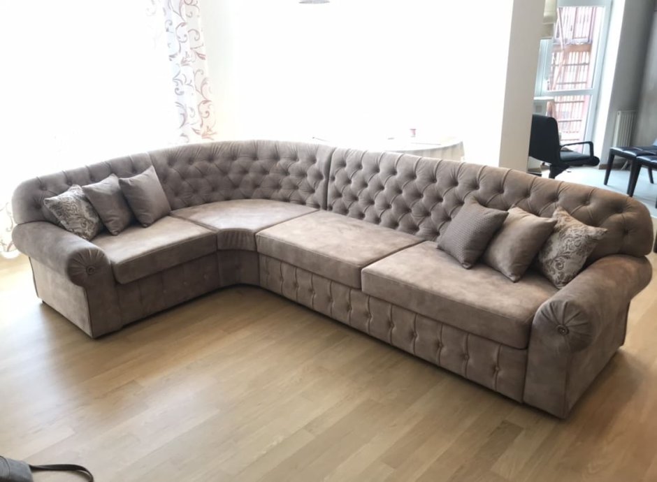 Вельветовый угловой диван в гостиную