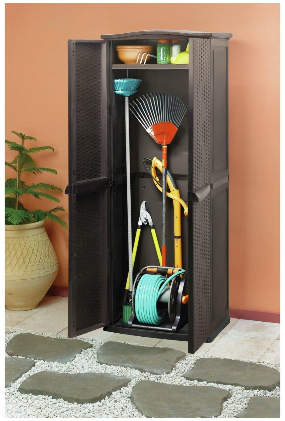 Шкаф садовый Keter Rattan Style Tall Utility Shed 231232