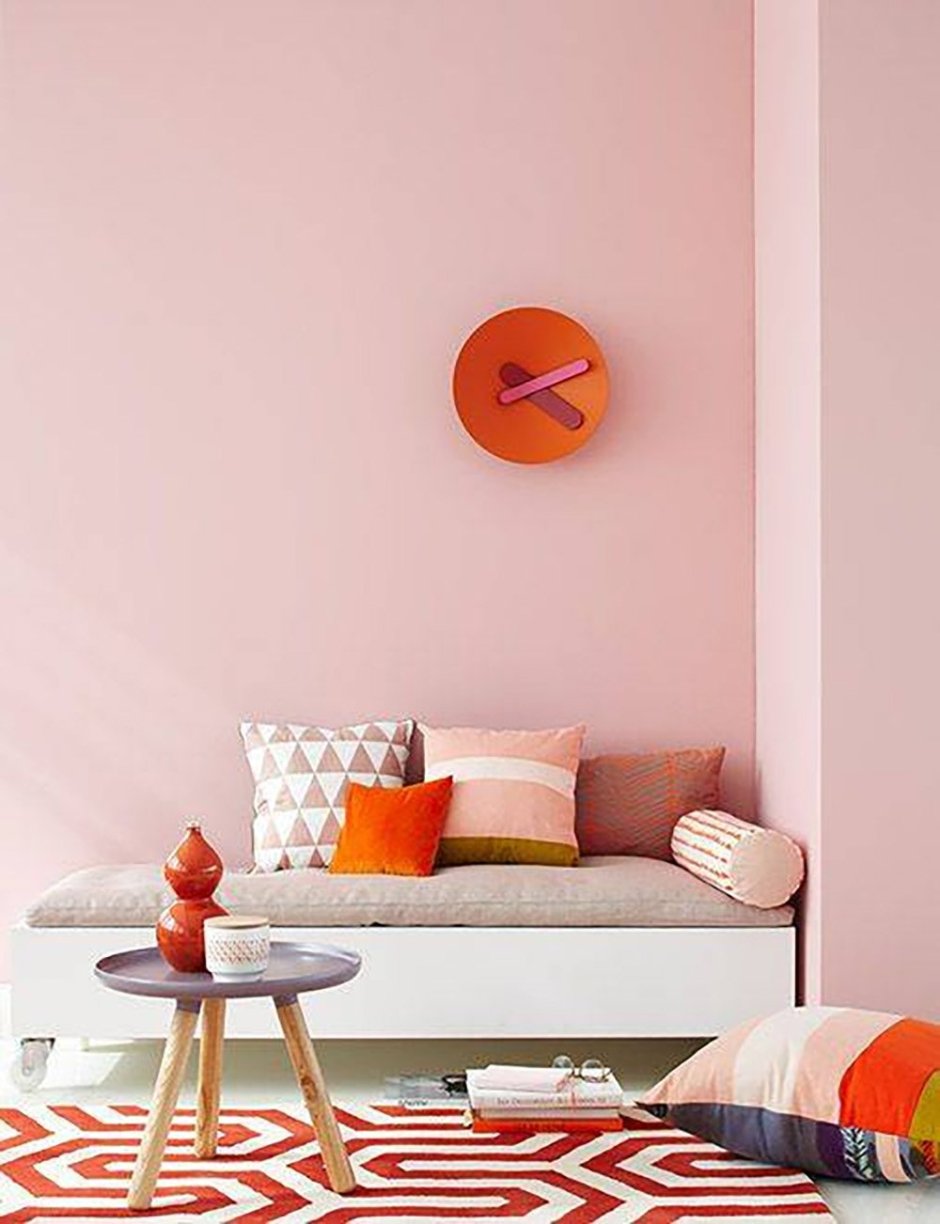 Розово-оранжевый цвет в интерьере