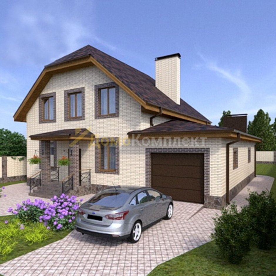 Дом с мансардой и террасой и гаражом 150м2