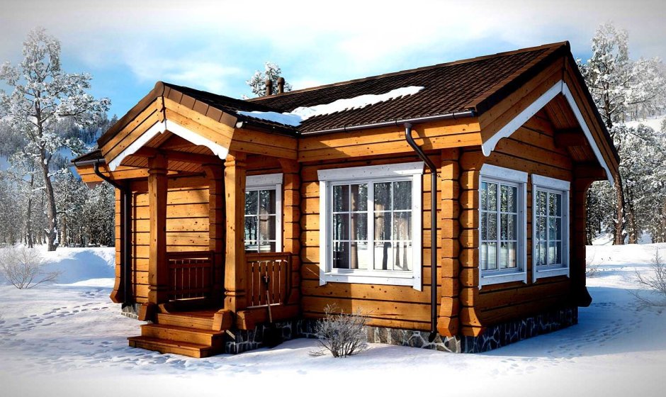 Маленький дом из бревна