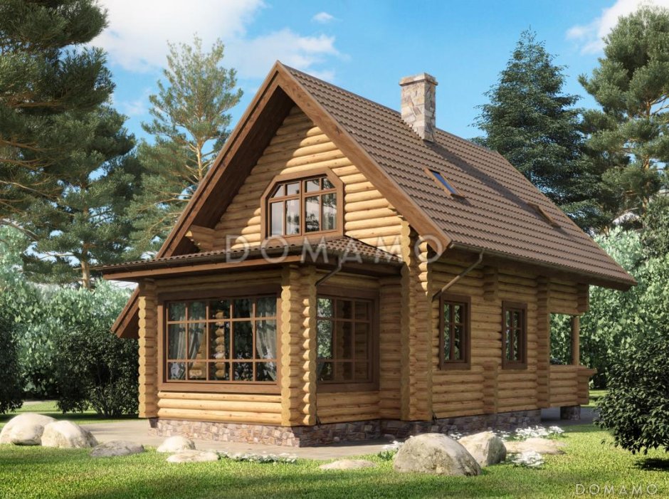 Дом из бревна с мансардой