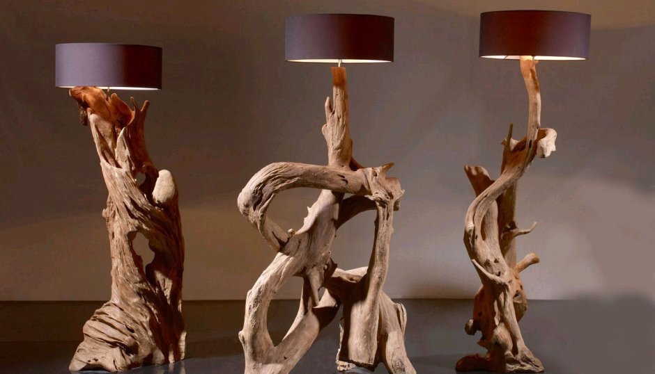 Декоративные светильники из коряг
