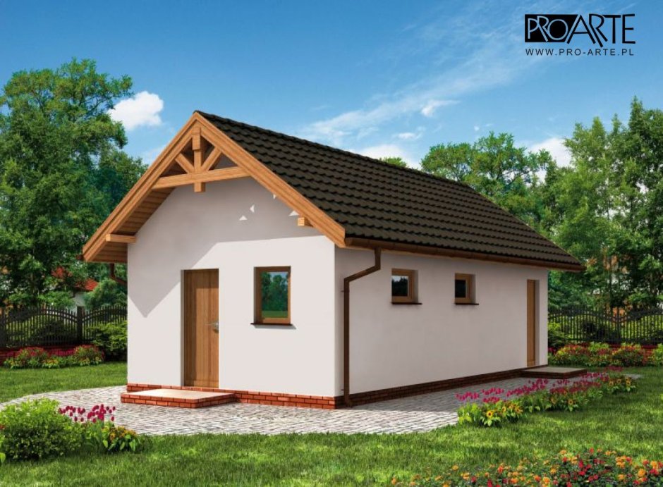 Хозпостройка и гараж с двухскатной крышей