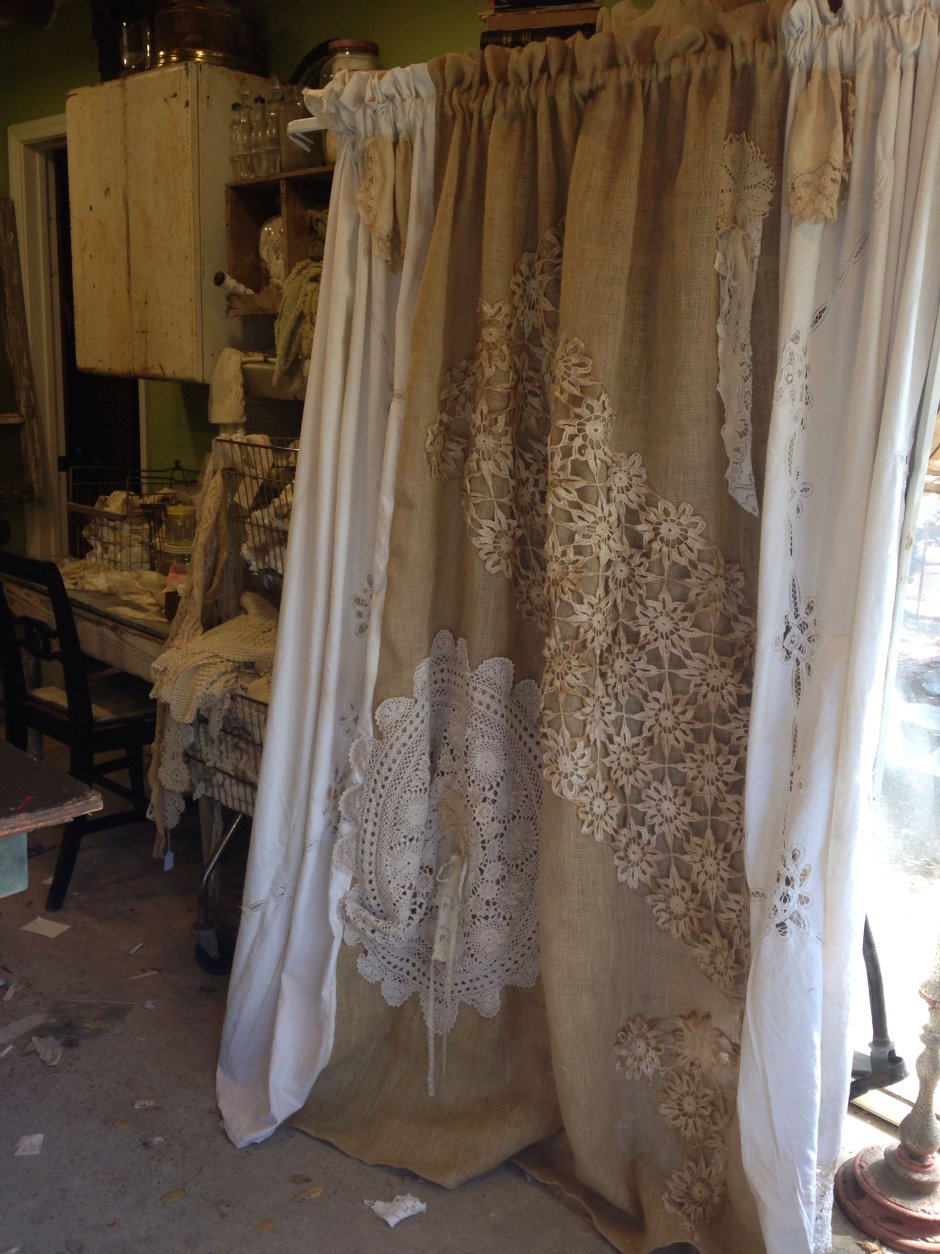 Шторы из белой Мешковины