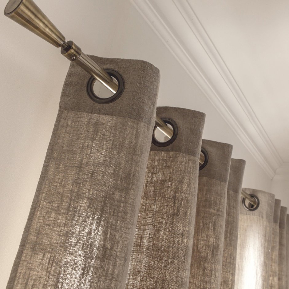 Шторы на люверсах мешковина