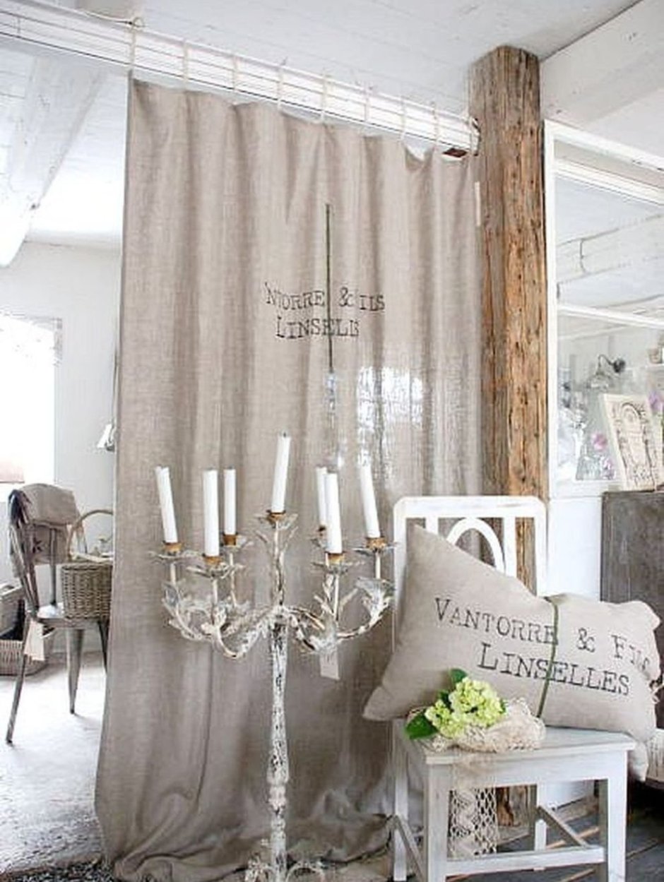Шторы мешковина в интерьере